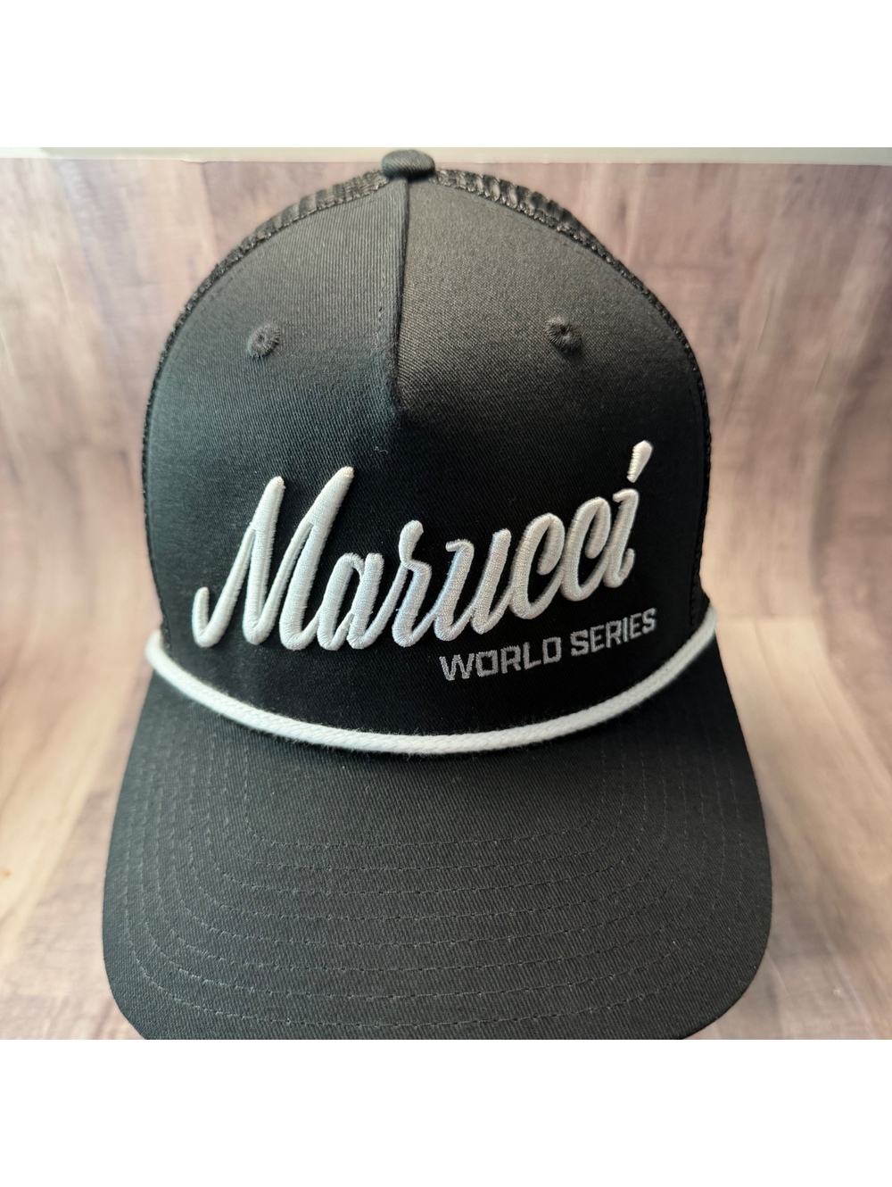 Marucci World Series Rope Trucker Hat Dome Headwear Mesh Back Snap Back Black